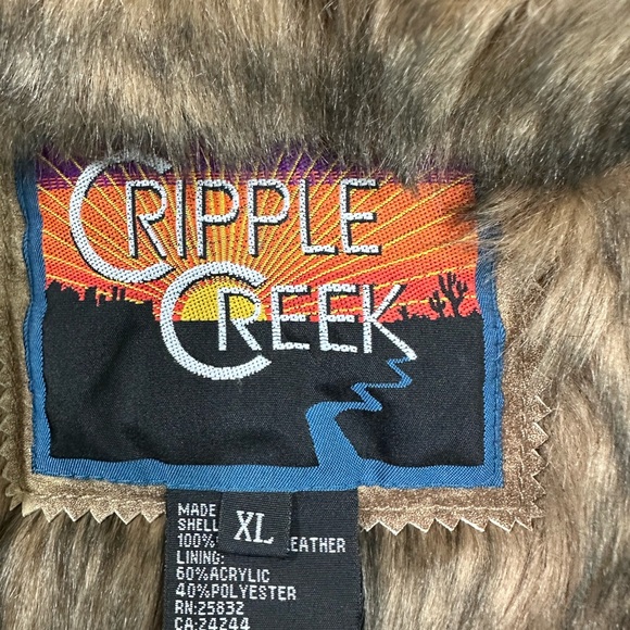 Cripple Creek Leather Penny Lane Western Style Coat Jacket Faux Fur Size XL - Picture 9 of 10